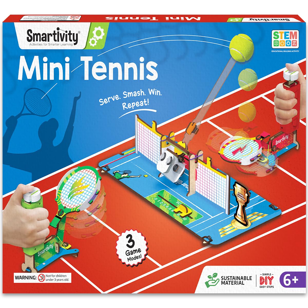 Smartivity Tabletop Tennis Game Kit for Kids 6 to 12, 2-Player STEM Toy with Mechanical Rackets & Scoreboard