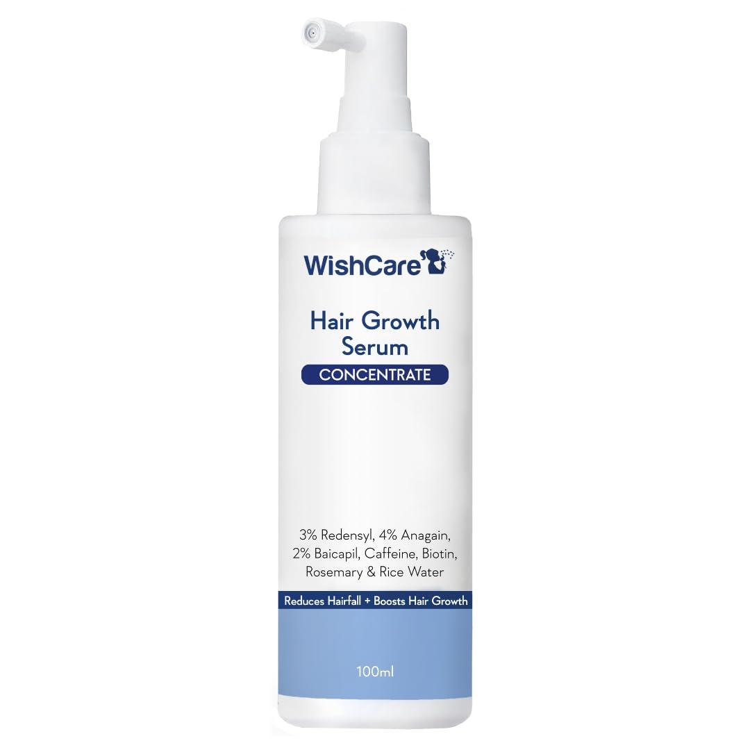WishCare Hair Growth Serum Concentrate - 3% Redensyl, 4% Anagain, 2% Baicapil, Caffeine, Biotin & Rice Water, 100 ml
