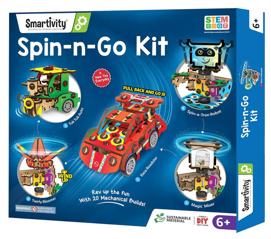 Smartivity 20in1 Spin-n-Go Kit for Kids Ages 6 to 12 I Build a Moving Robot, CAR, Airplane