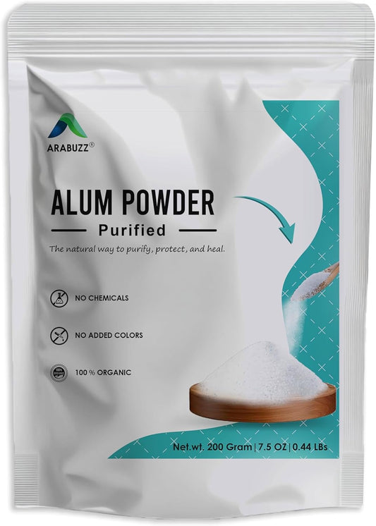 Arabuzz Purified Alum Powder (phitkari) 200 gm (7.05 oz) | 100% Only Alum Powder