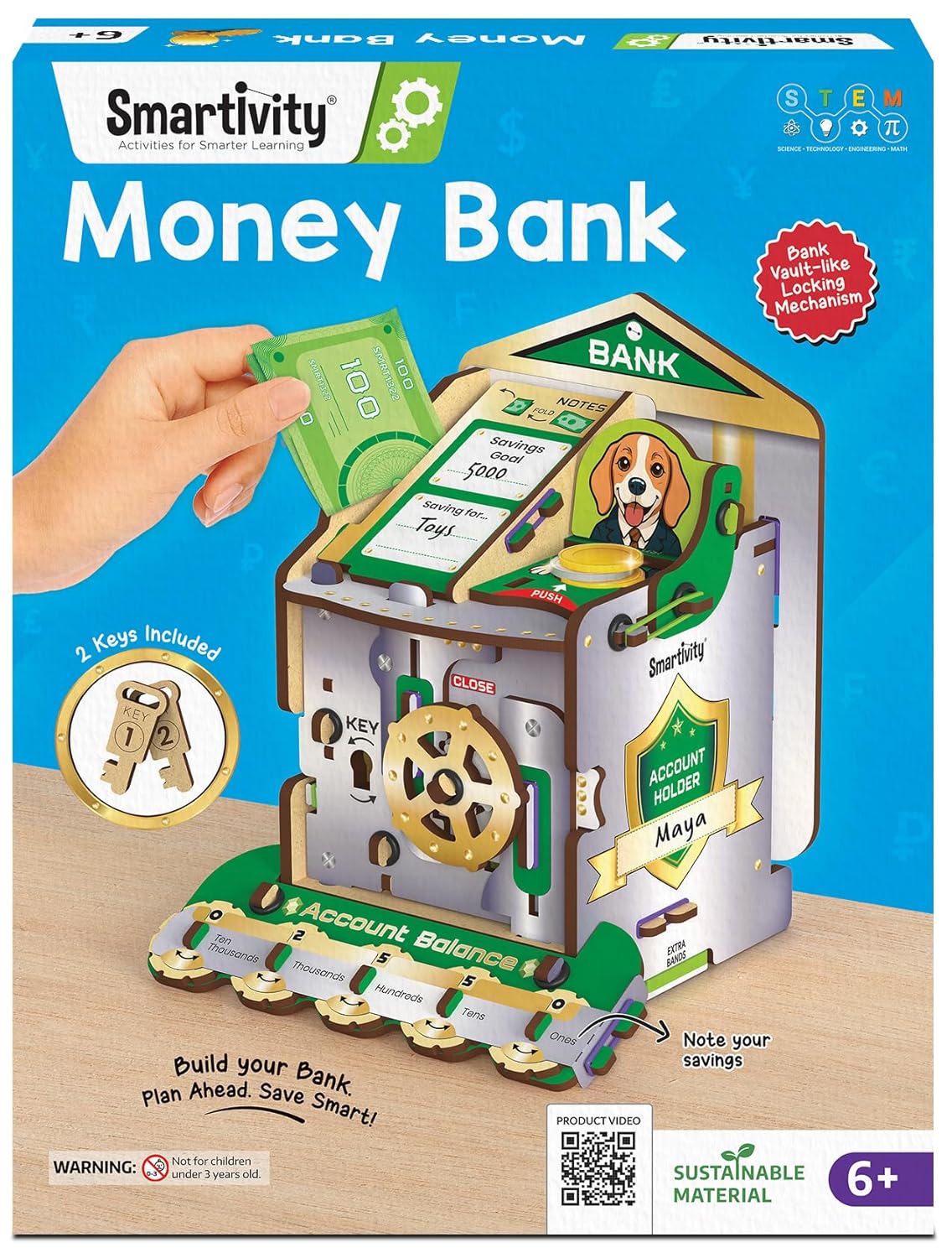 Smartivity DIY Piggy/Money Bank for Kids Ages 6-12 Years | Smart Locking System with 2 Keys