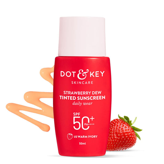 Dot & Key Strawberry Dew Tinted Sunscreen SPF 50+ Pa++++ - 02 Warm Ivory, 50 ml
