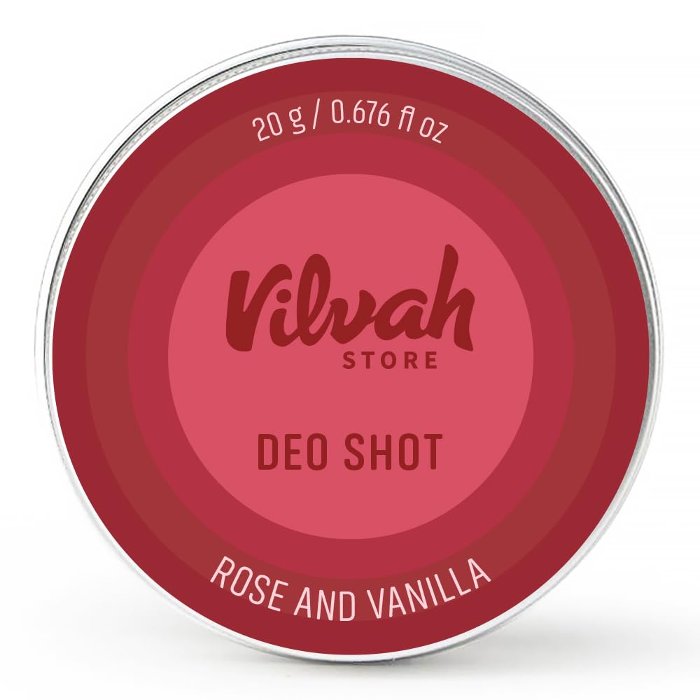 Vilvah Store Underarm Odor Deodorizer Cream | Deodorant to Soothe and Nourish the Armpits | Rose and Vanilla Flavour Deo Shots | Suitable For Men & Women | 20Gm