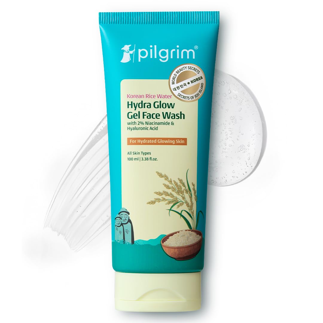 Pilgrim Korean Rice Water Hydra Glow Face wash, Niacinamide, Hyaluronic Acid 100 ml