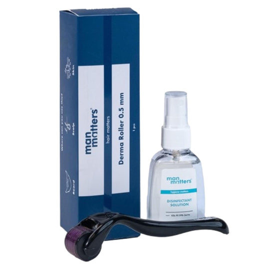 Man Matters Derma Roller With Disinfectant, 540 Micro 0.5mm Titanium Alloy Needles