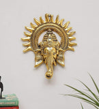 KridayKraft Metal Ganesha ji Statue,Ganpati Wall Hanging Sculpture Lord Ganesh Idol Lucky Feng Shui Wall Decor (Gold)