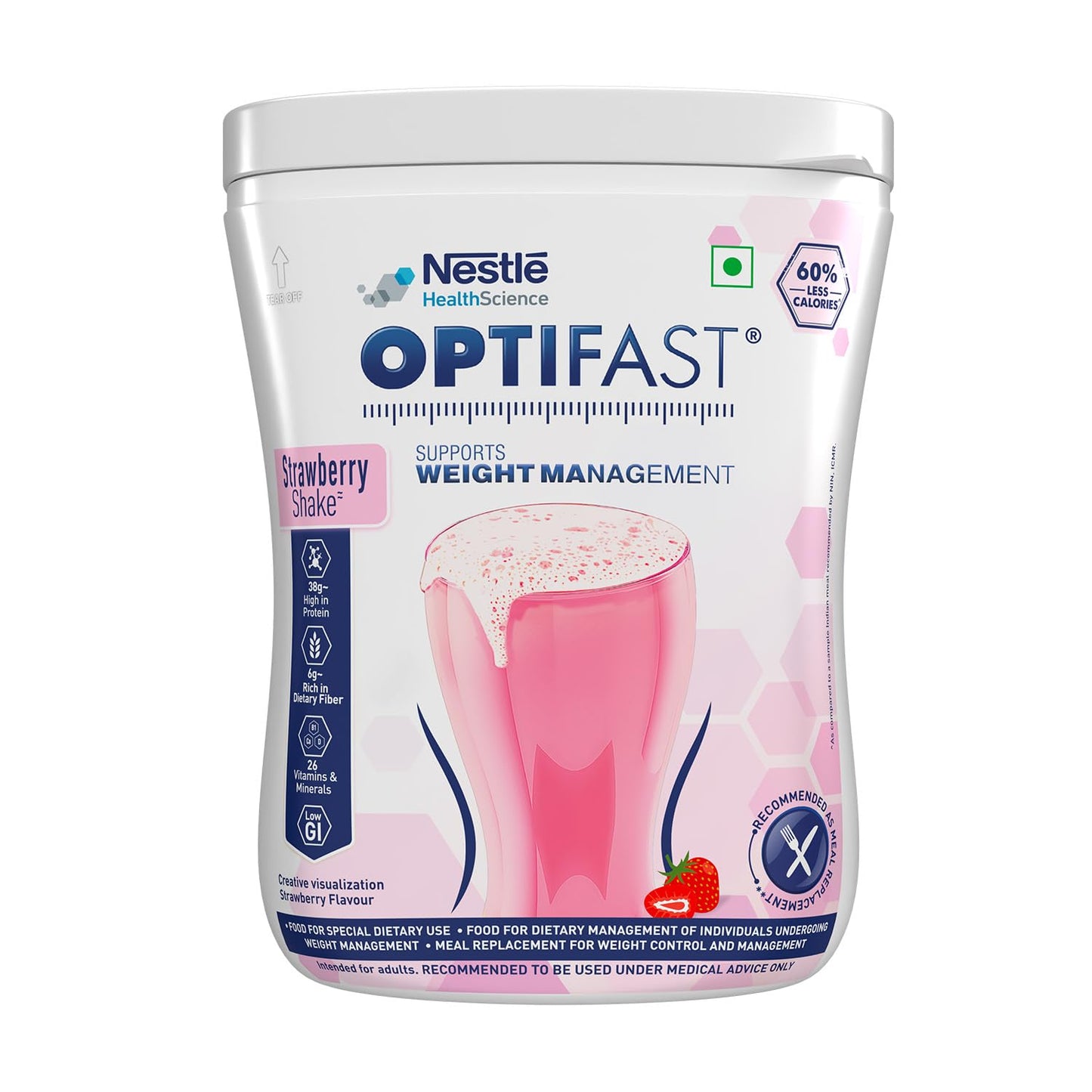 Nestle Optifast Weight Management Shake | Strawberry Flavour, 400 gm