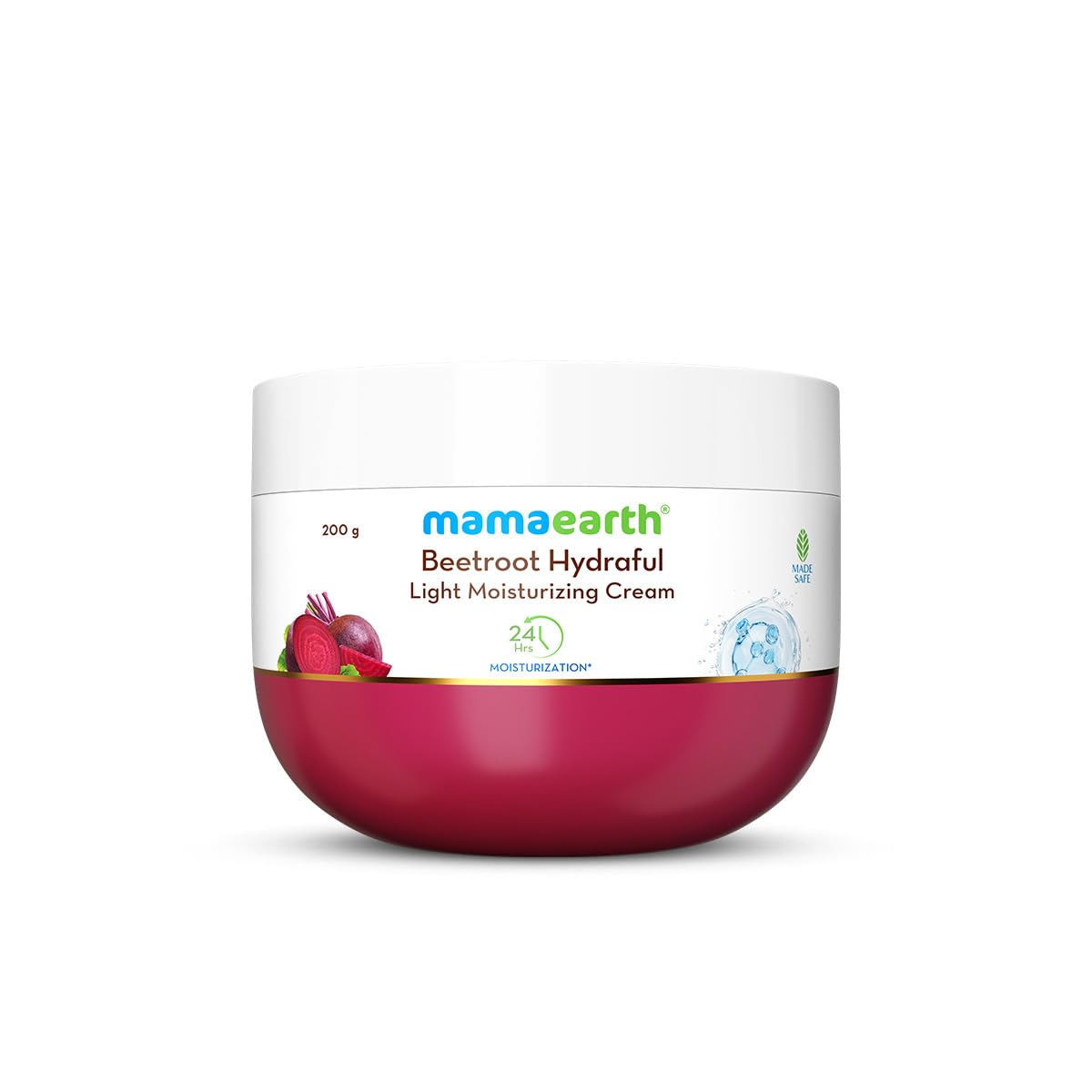 Mamaearth Beetroot Hydraful Light Moisturizing Cream With Beetroot & Hyaluronic Acid|For Hydrated Pink Glow|For Face, Hand & Body|200 G