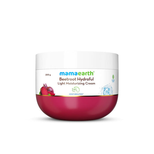Mamaearth Beetroot Hydraful Light Moisturizing Cream With Beetroot & Hyaluronic Acid|For Hydrated Pink Glow|For Face, Hand & Body|200 G