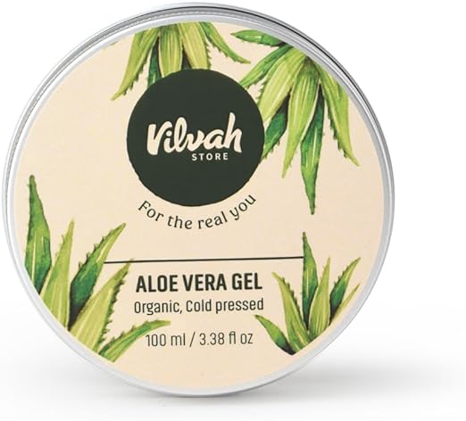 Vilvah Store 99% Pure Natural Aloe Vera for Face, Hair, Skin Moisturizer, Hydrates and Soothes with Vitamin E and No Paraben, 100g