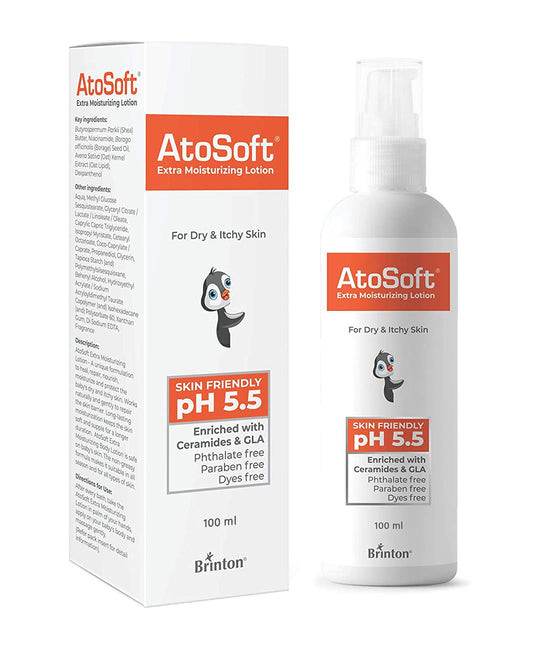 Brinton Atosoft Extra Moisturizing Baby Lotion for Sensitive Skin pH 5.5, 100 ml