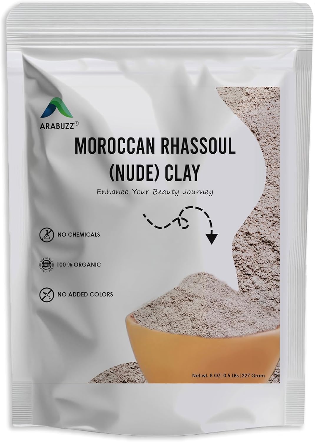 Arabuzz Moroccan Rhassoul Nude Powder | Ghassoul Lava Clay Powder 227 gm | Mild Clay for Making Soaps and Face Packs