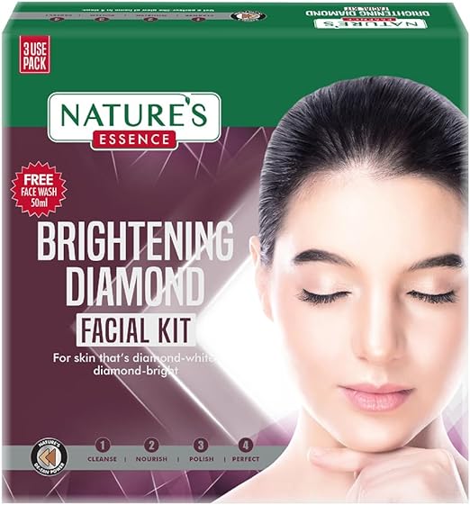 Nature's Essence Brightening Diamond Facial Kit With Free Facewash, 60g + 50ml