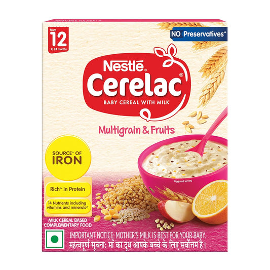 Nestle Cerelac Baby Food Cereal, Multigrain & Fruits for 12 to 24 Months Baby, Source of Iron & Protein for Babies, 300 gm