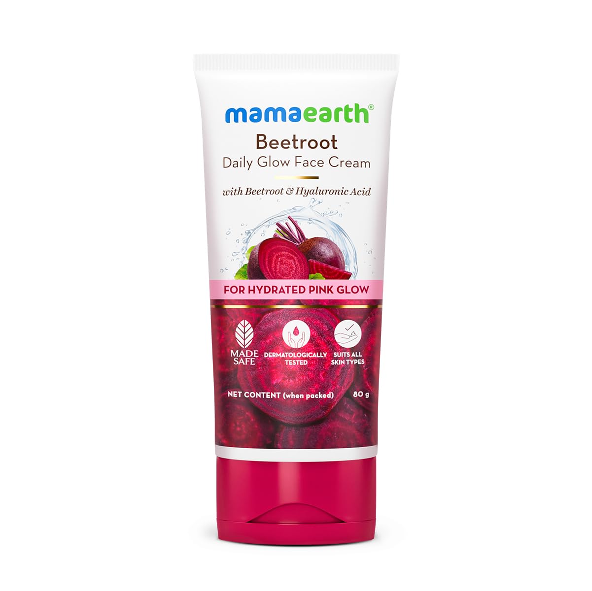 Mamaearth Beetroot Daily Glow Face Cream With Beetroot & Hyaluronic Acid - 80g|Gives Hydrated Pink Glow |Gives Instant Brightening Effect |Lightweight & Non-Greasy