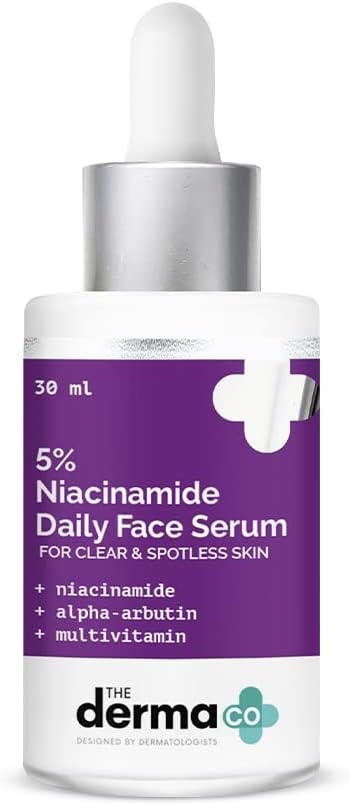 The Derma Co 5% Niacinamide Daily Face Serum with Alpha Arbutin & Multivitamin for Clear & Spotless Skin - 30ml