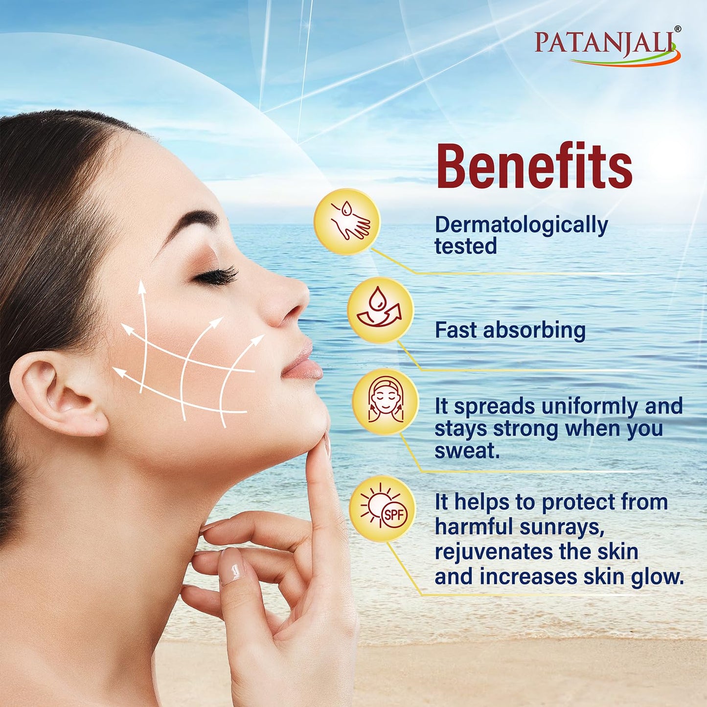 Patanjali Sunscreen Cream SPF 30, for Sun Protection with Natural Ingredients for All Skin Types 50g (50gx4) - Pack of 4