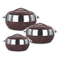 Milton Fiesta Insulated Casserole (Brown, Set Of 3, Inner Stainless Steel), 450 ml