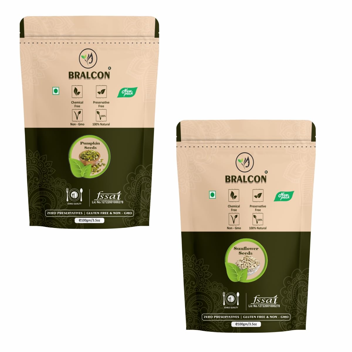 Bralcon Organic Seeds Combo (Sunflower Seeds- 100 gm, Pumpkin Seeds -100 gm)