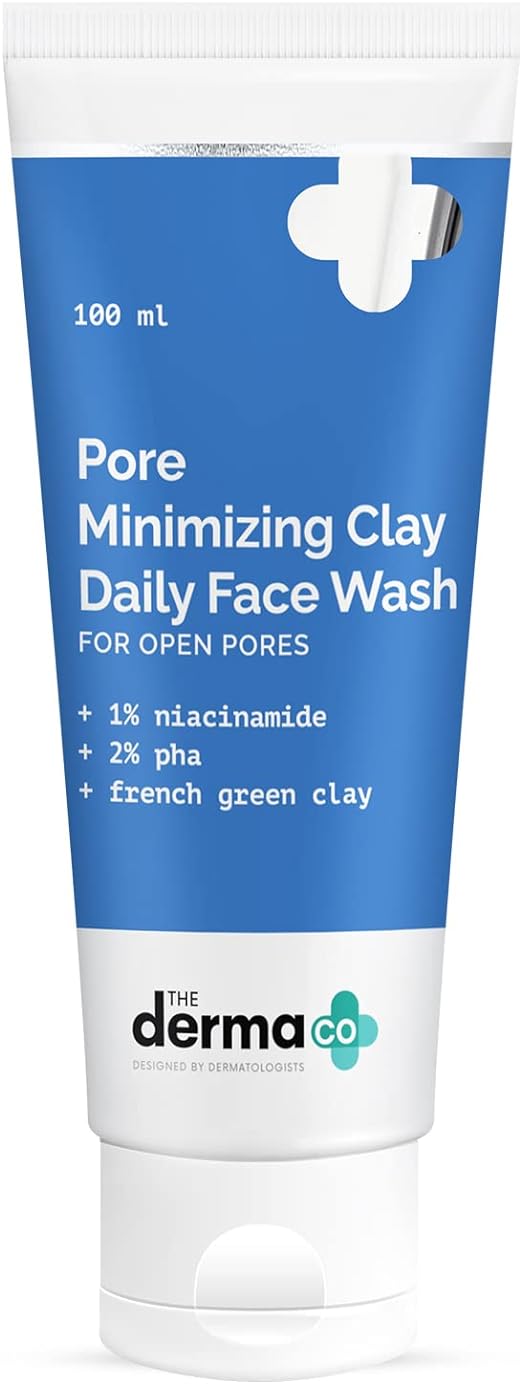 The Derma Co Pore Minimizing Clay Daily Face Wash with 1% Niacinamide & 2% PHA for Open Pores - 100 ml