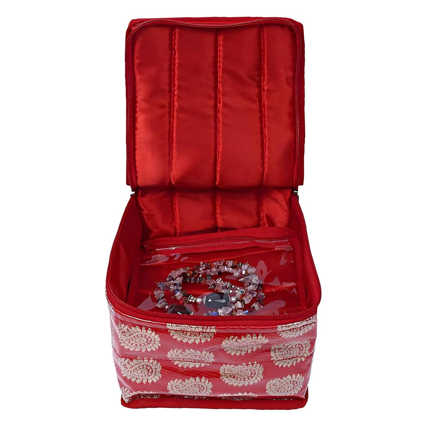 Kuber Industries Brocade Jewellery kit with 10 Pouch
