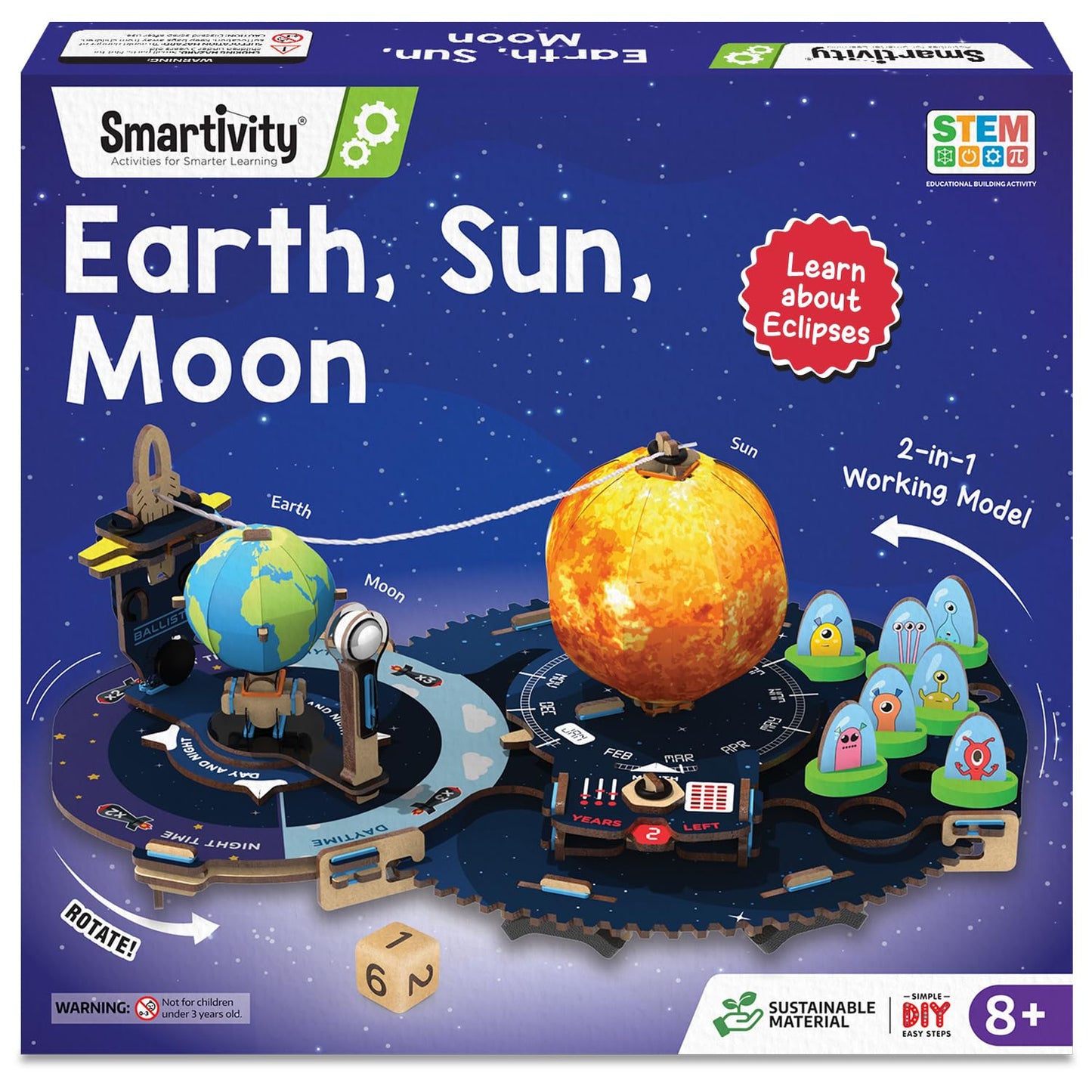 Smartivity Earth-Sun-Moon Space Toy for Kids 8-10-12-14 Years Old | Interactive 3D Model Kit