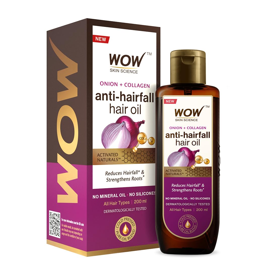 WOW Onion Hair Oil With Black Seed Oil Extracts Controls Hair Fall No Mineral Oil, Silicones & Synthetic Fragrance 200 ml, 6.76 Fl Oz