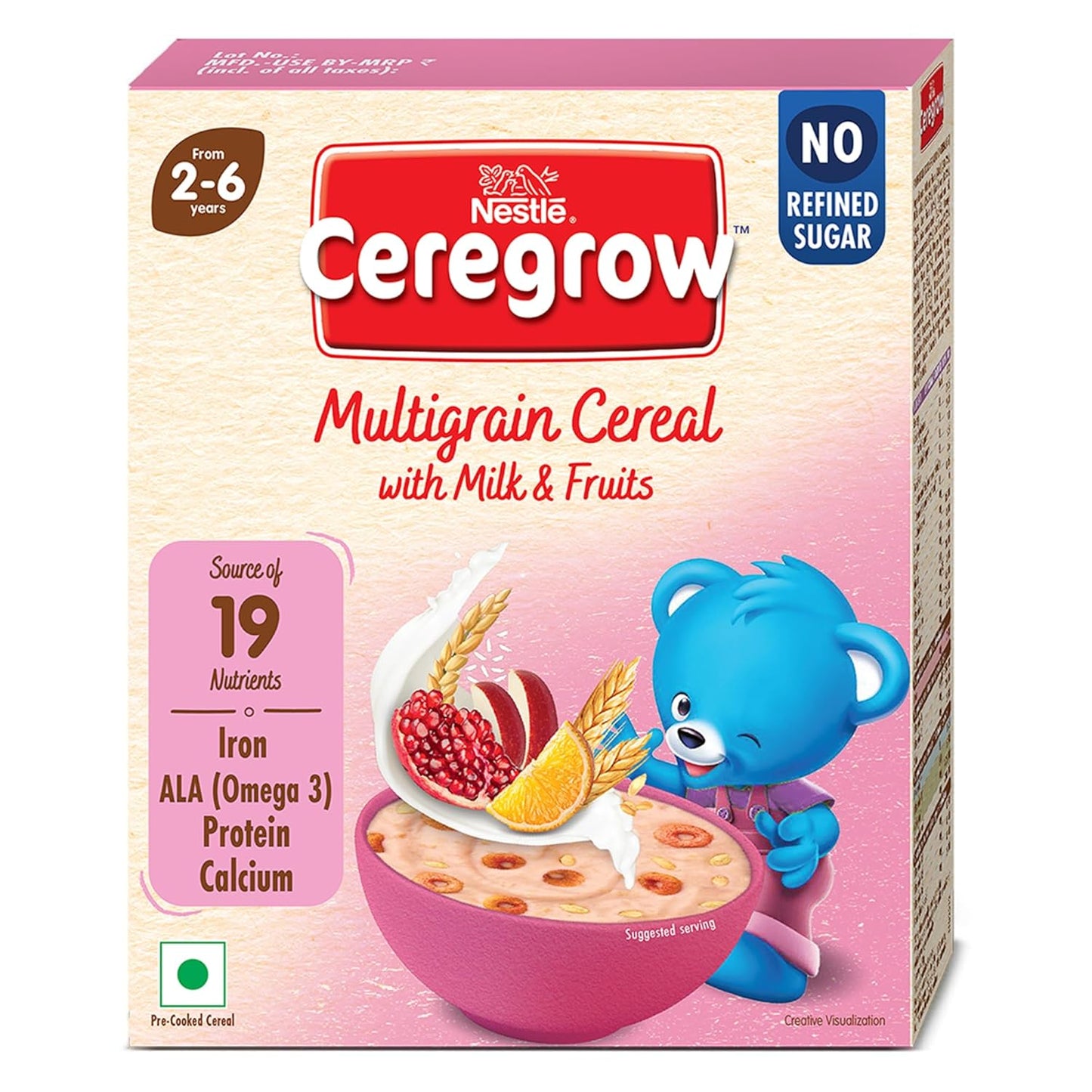 Nestle Ceregrow Multigrain Cereal with Milk & Fruits, Iron, Omega 3, Protein, Calcium, 19 Nutrients, 300 gm