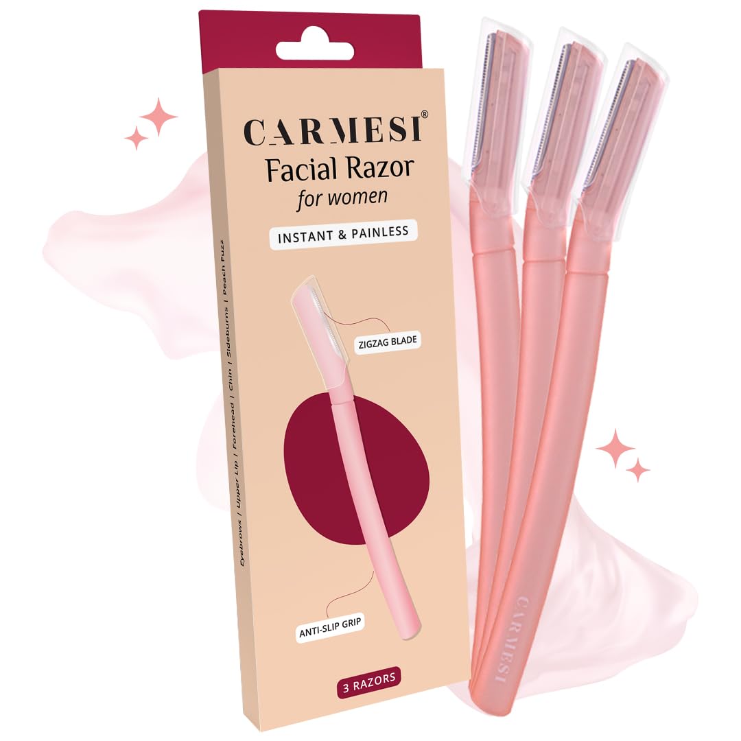 Carmesi Reusable Face Razor for Women Facial Hair- 3 Razors | Instant & Painless Hair Removal Pack of 2