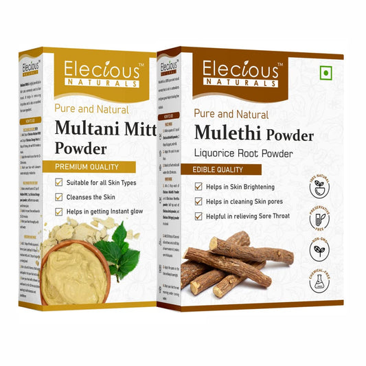 Elecious Mulethi Powder and Multani Powder Combo, 200 gm + 200 gm