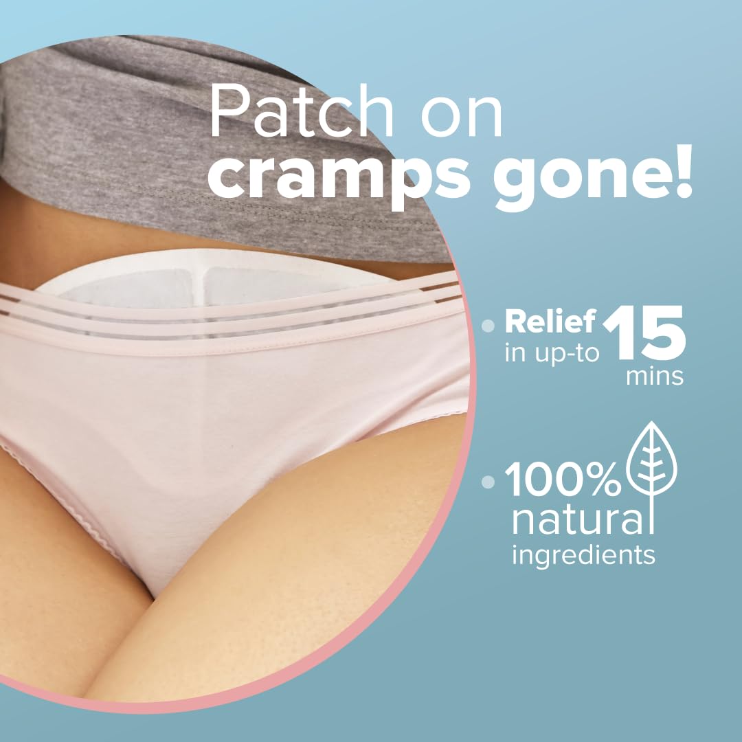 Nua Cramp Comfort || 3 Heat Patches for Period Pain and Cramps || 100% Natural Ingredients and Portable || 8 Hours Pain Relief || Quick Relief from Menstrual Pain