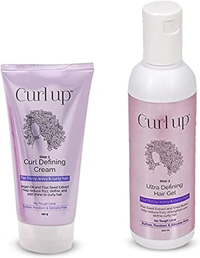 Curl Up Curl Styling Combo with Curl Defining Cream & Ultra Defining Gel - For Dry Frizzy, Wavy and Curly Hair - Sulphate Paraben And Silicone Free (Combo of 2)