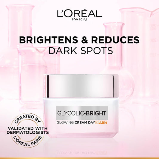 L Or al Paris Glycolic Bright Glowing Day Cream with SPF17 and Glycolic Acid 50ML