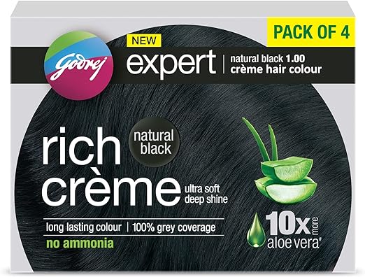 Godrej Expert Rich Crème Hair Colour Shade - Pack of 4 (NATURAL BLACK)