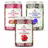 Bralcon Organic Herbal Tea Combo Pack- Hibiscus Flower Tea, Butterfly Pea Flower Tea, Rose Flower Tea- 300 gm