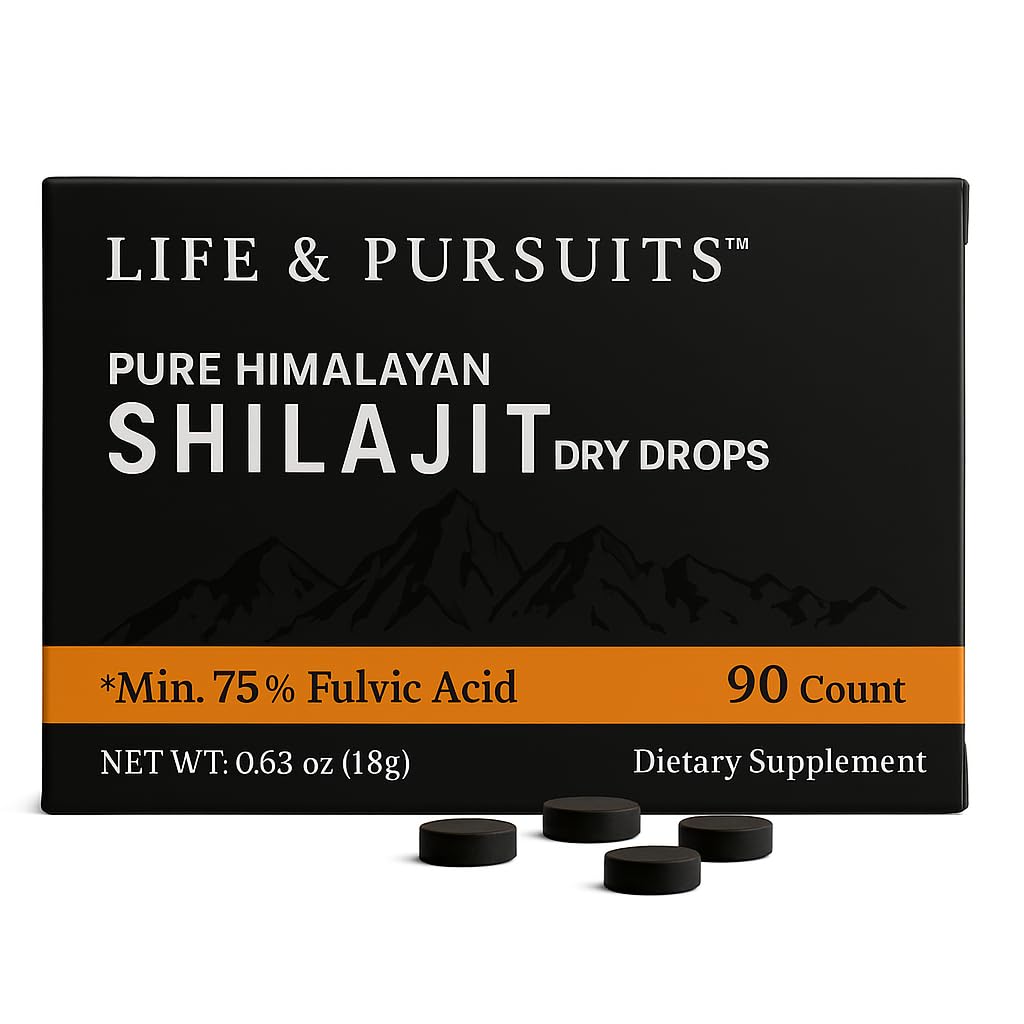 Life & Pursuits Pure Real India Himalayan Shilajit Dry Drops 90 Tablets, 200mg