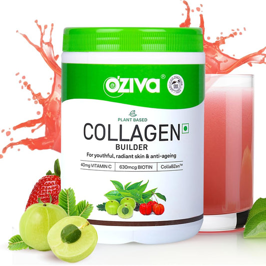 OZiva Vegan Collagen (Tangy Amla) for Skin, Hair & Nails, 200 gm