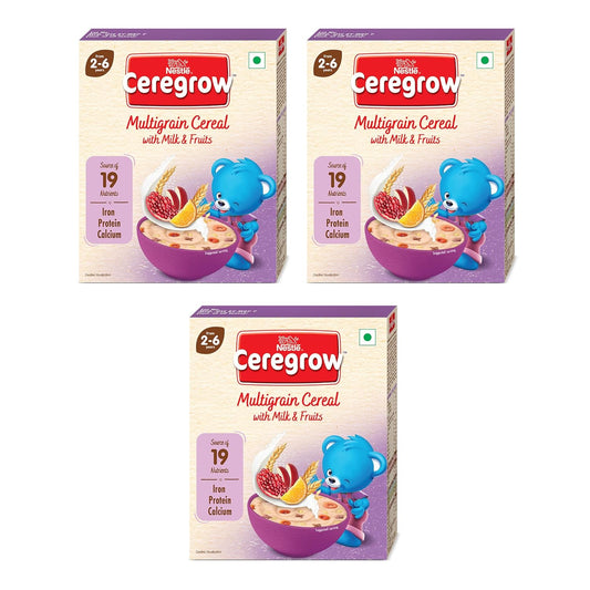 Nestle Ceregrow Multigrain Milk & Fruits Cereal, 19 Nutrients, 300 gm Each