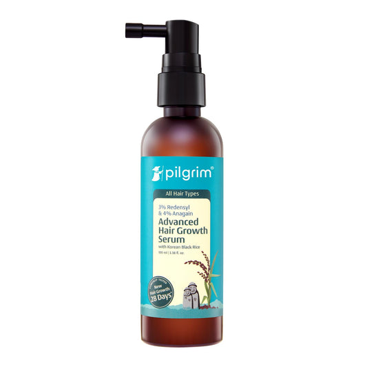 Pilgrim Redensyl 3% + Anagain 4% Advanced Hair Growth Serum with Korean Black Rice, 100 ml