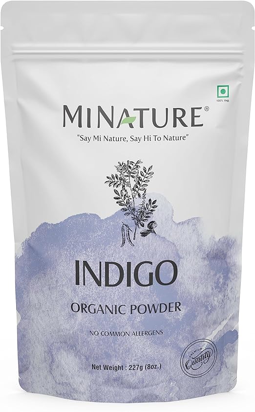 MI NATURE MINATURE Indigo Powder 100% Pure Natural Organically Grown Indigo Powder- For HAIR (227g / (1/2 lb) / 8 ounces)