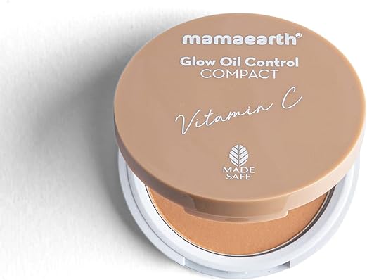 Mamaearth Glow Oil Control Compact Powder SPF 30 with Vitamin C & Turmeric for 2X Instant Glow - 9 g (Almond Glow)