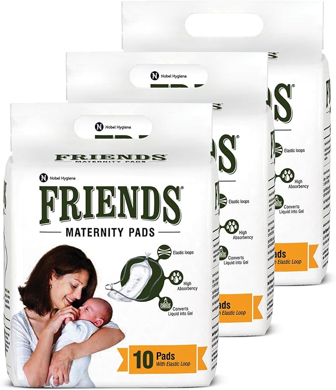 Friends Disposable Maternity Pads with Elastic Loop for Post Pregnancy Bleeding - 30 Pcs