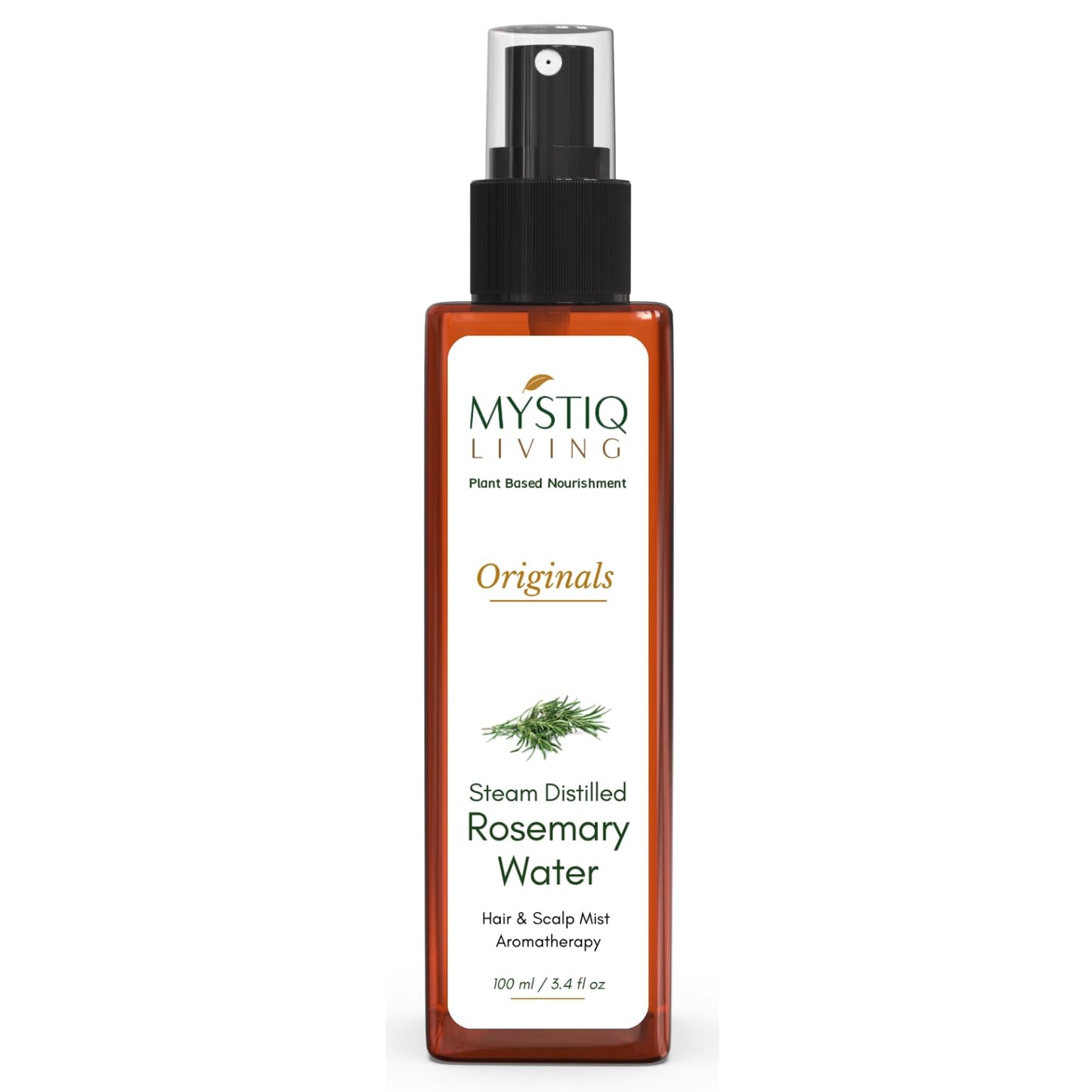 Mystiq Living Rosemary Water Spray for Hair Growth, Steam Distilled 100% Pure and Natural Hydrosol, Hair Mist - 100 ml Pack of 2