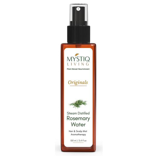 Mystiq Living Rosemary Water Spray for Hair Growth, Steam Distilled 100% Pure and Natural Hydrosol, Hair Mist - 100 ml Pack of 2