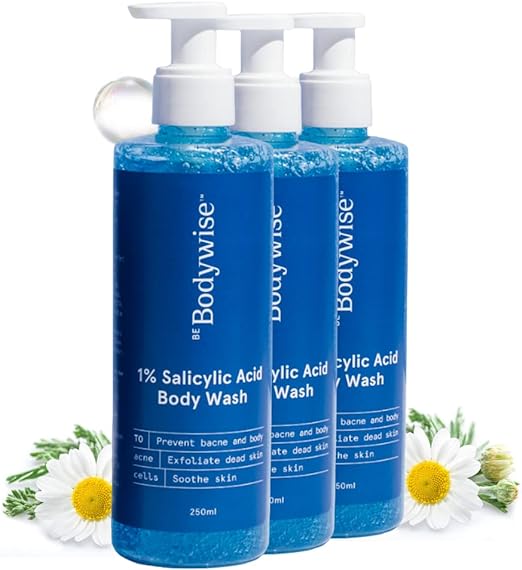 Be Bodywise 1% Salicylic Acid Body Wash | Helps to Prevent Body Acne & Cleanse Skin | Paraben and SLS free - 750ml , Pack of 3