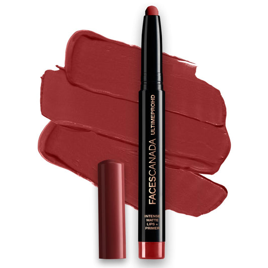 FACES CANADA Ultime Pro HD Intense Matte Lips + Primer - Crushed Berry 04, 1.4g | 9HR Long Stay | Primer Infused For Flawless HD Matte Finish