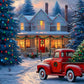Vintage Red Truck with Christmas Tree and Gifts Festive Holiday Winter Wonderland Scene Photoshoots Size 5 Feet Height & 8 Feet Width