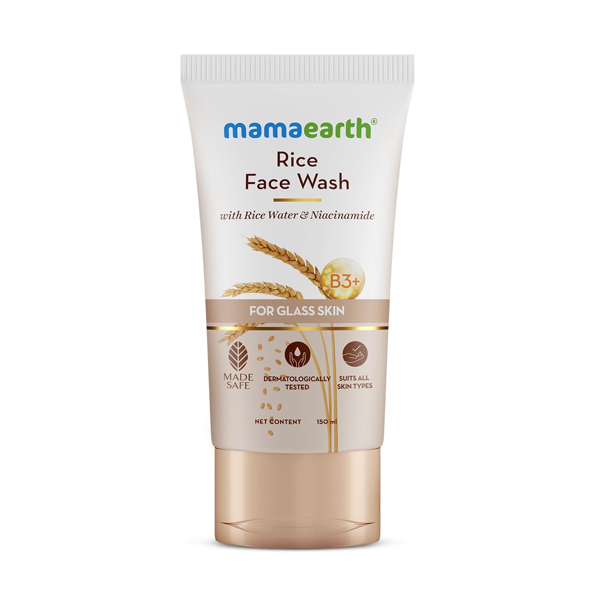 Mamaearth Rice Face Wash With Rice Water & Niacinamide for Glass Skin | For Hydrated & Even Skin Tone | 150 ml