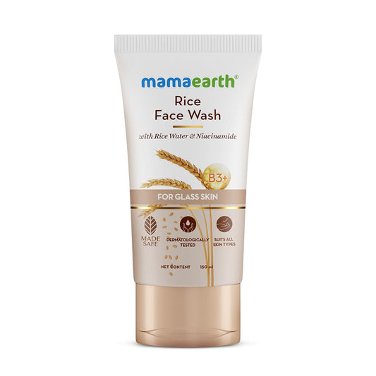 Mamaearth Rice Face Wash With Rice Water & Niacinamide for Glass Skin | For Hydrated & Even Skin Tone | 150 ml