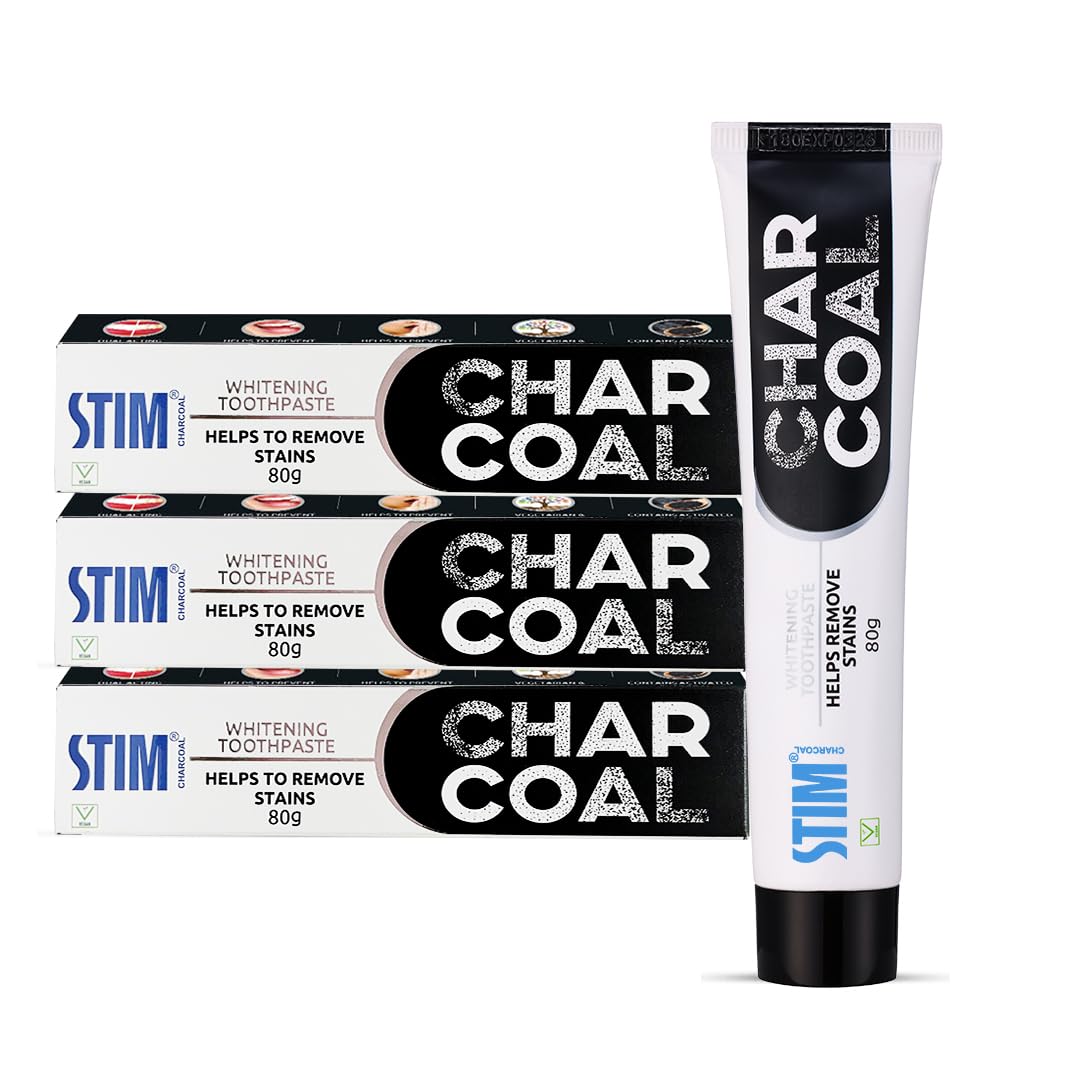 STIM Charcoal Toothpaste For Natural Whitening (80g) Pack of 3